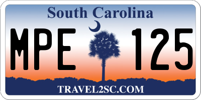 SC license plate MPE125