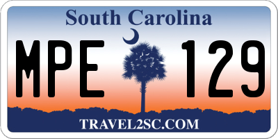 SC license plate MPE129