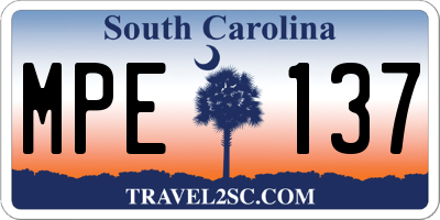 SC license plate MPE137