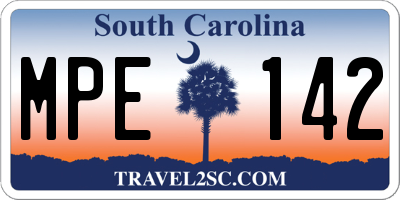 SC license plate MPE142