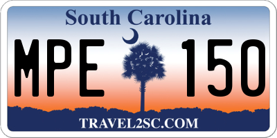 SC license plate MPE150