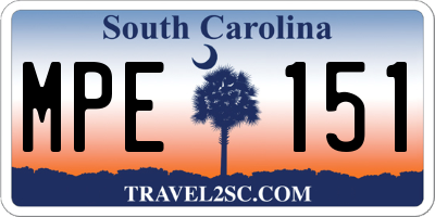 SC license plate MPE151