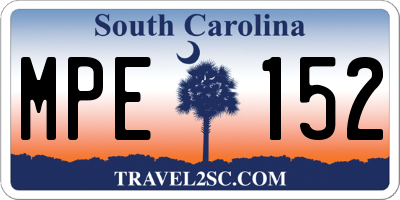 SC license plate MPE152