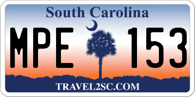 SC license plate MPE153