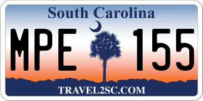 SC license plate MPE155