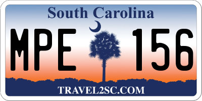 SC license plate MPE156