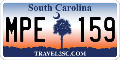 SC license plate MPE159