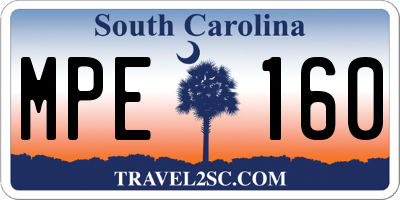 SC license plate MPE160