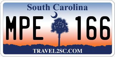 SC license plate MPE166