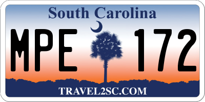 SC license plate MPE172