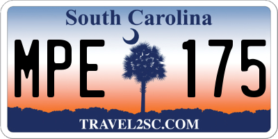 SC license plate MPE175