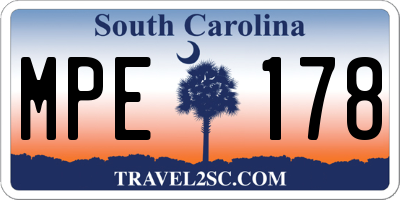 SC license plate MPE178