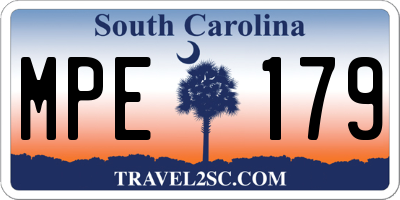 SC license plate MPE179