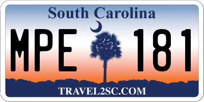 SC license plate MPE181