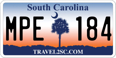 SC license plate MPE184