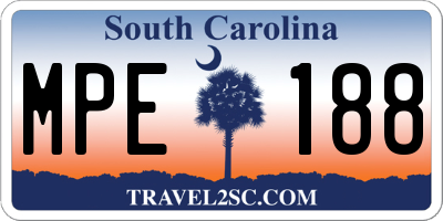 SC license plate MPE188
