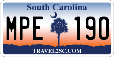 SC license plate MPE190