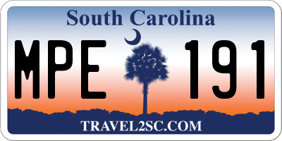 SC license plate MPE191