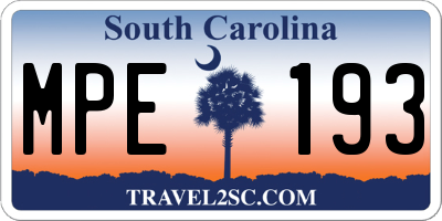SC license plate MPE193