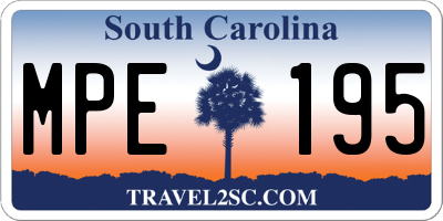SC license plate MPE195