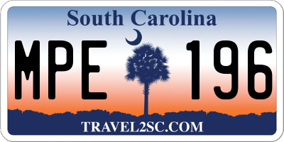 SC license plate MPE196