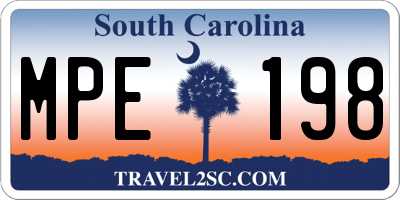 SC license plate MPE198