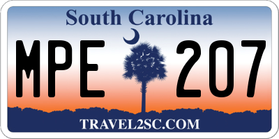 SC license plate MPE207