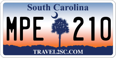 SC license plate MPE210
