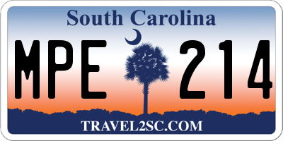 SC license plate MPE214