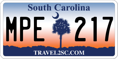 SC license plate MPE217
