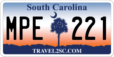 SC license plate MPE221