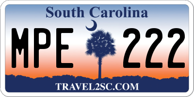 SC license plate MPE222