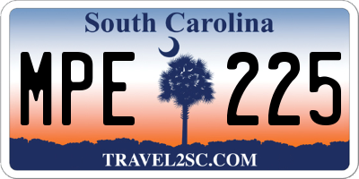 SC license plate MPE225