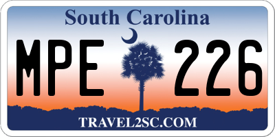SC license plate MPE226