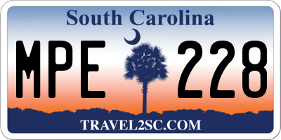 SC license plate MPE228