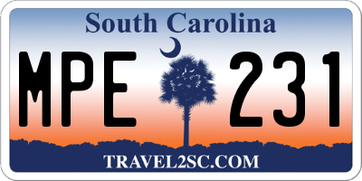 SC license plate MPE231