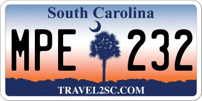 SC license plate MPE232