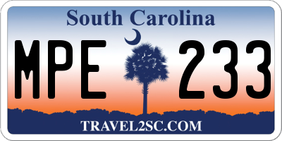 SC license plate MPE233