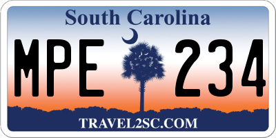 SC license plate MPE234