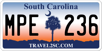 SC license plate MPE236