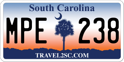 SC license plate MPE238