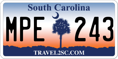 SC license plate MPE243