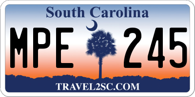 SC license plate MPE245