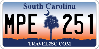 SC license plate MPE251