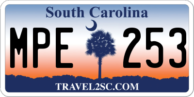 SC license plate MPE253