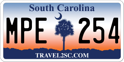 SC license plate MPE254