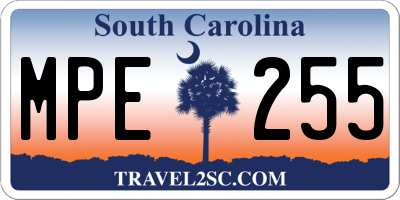 SC license plate MPE255