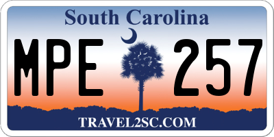 SC license plate MPE257