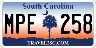 SC license plate MPE258
