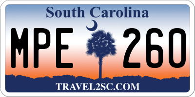 SC license plate MPE260